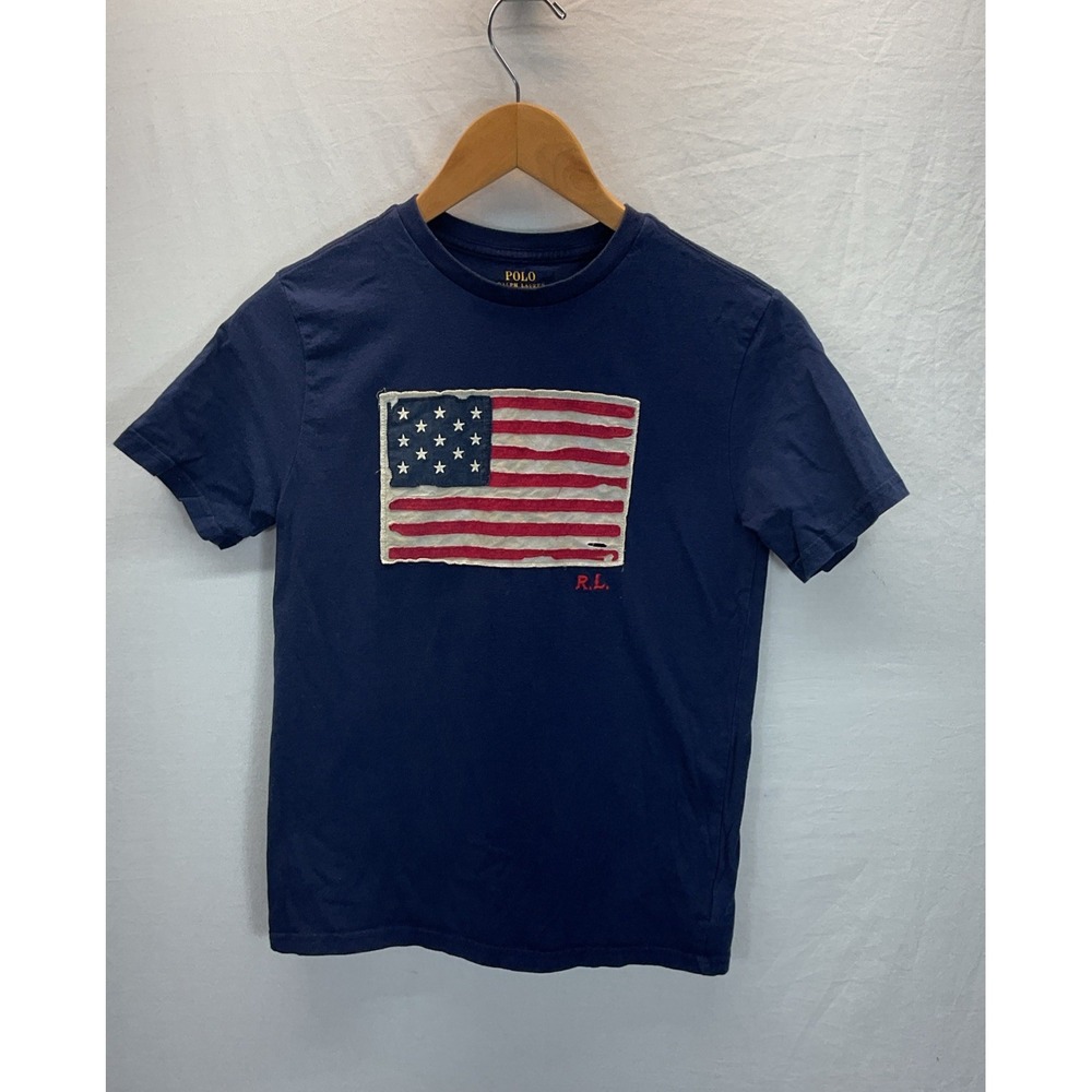 Vtg Polo Ralph Lauren USA Flag Shirt Youth‎ M (10-12 ) Classic Patriotic